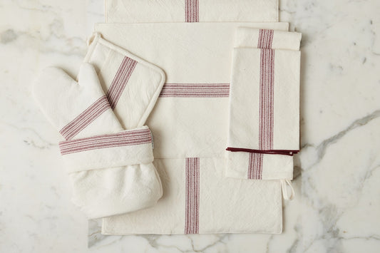 Rectangle Placemats, Vintage Merlot Red Stripe, Set of 4