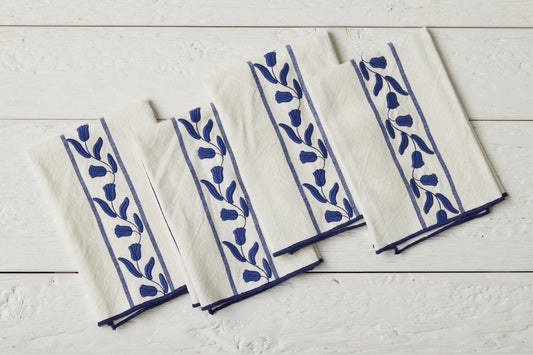 QMN113UB9 etuhome Dinner Napkins Navy Blue Tulip Set of 4
