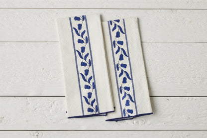 QMN114UB9 etuhome Kitchen Tea Towel Navy Blue Tulip Set of 2