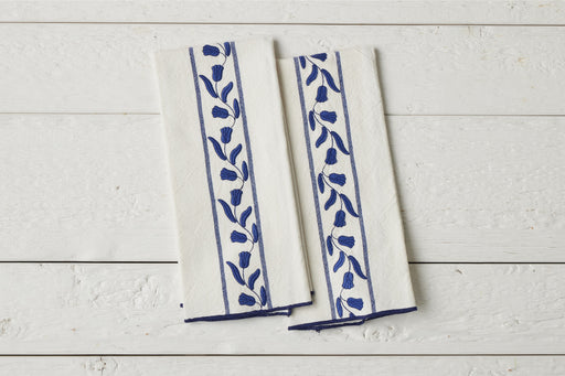 QMN114UB9 etuhome Kitchen Tea Towel Navy Blue Tulip Set of 2