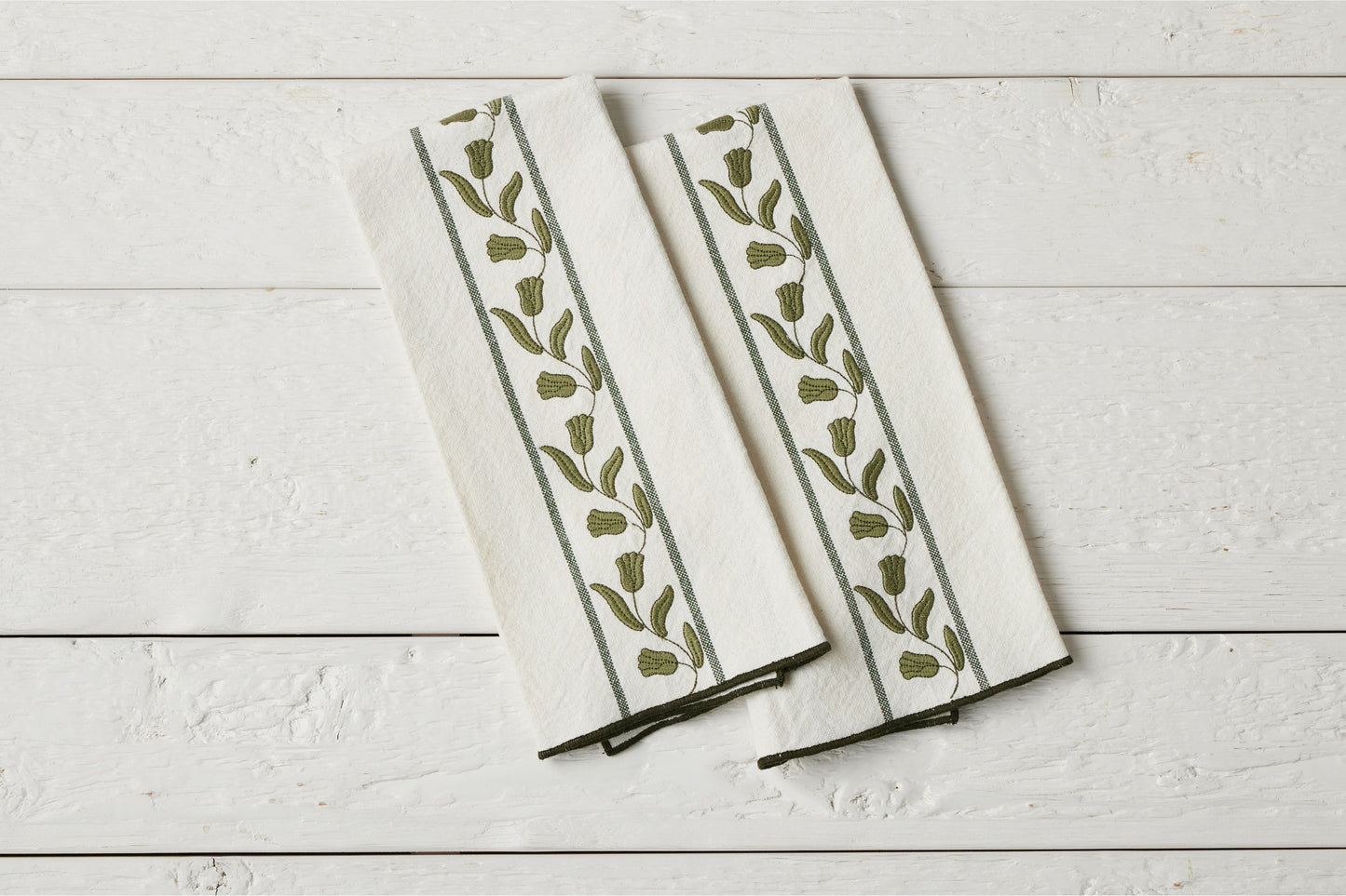 QMN114UG9 etuhome Kitchen Tea Towel Spruce Green Tulip Set of 2