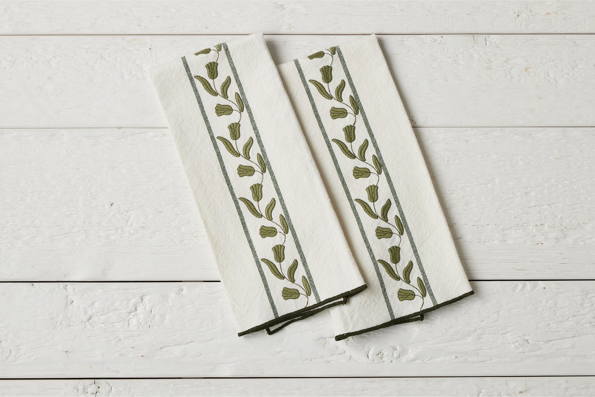 QMN114UG9 etuhome Kitchen Tea Towel Spruce Green Tulip Set of 2