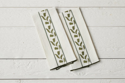 QMN114UG9 etuhome Kitchen Tea Towel Spruce Green Tulip Set of 2