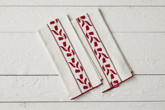 QMN114UR9 etuhome Kitchen Tea Towel Merlot Red Tulip Set of 2