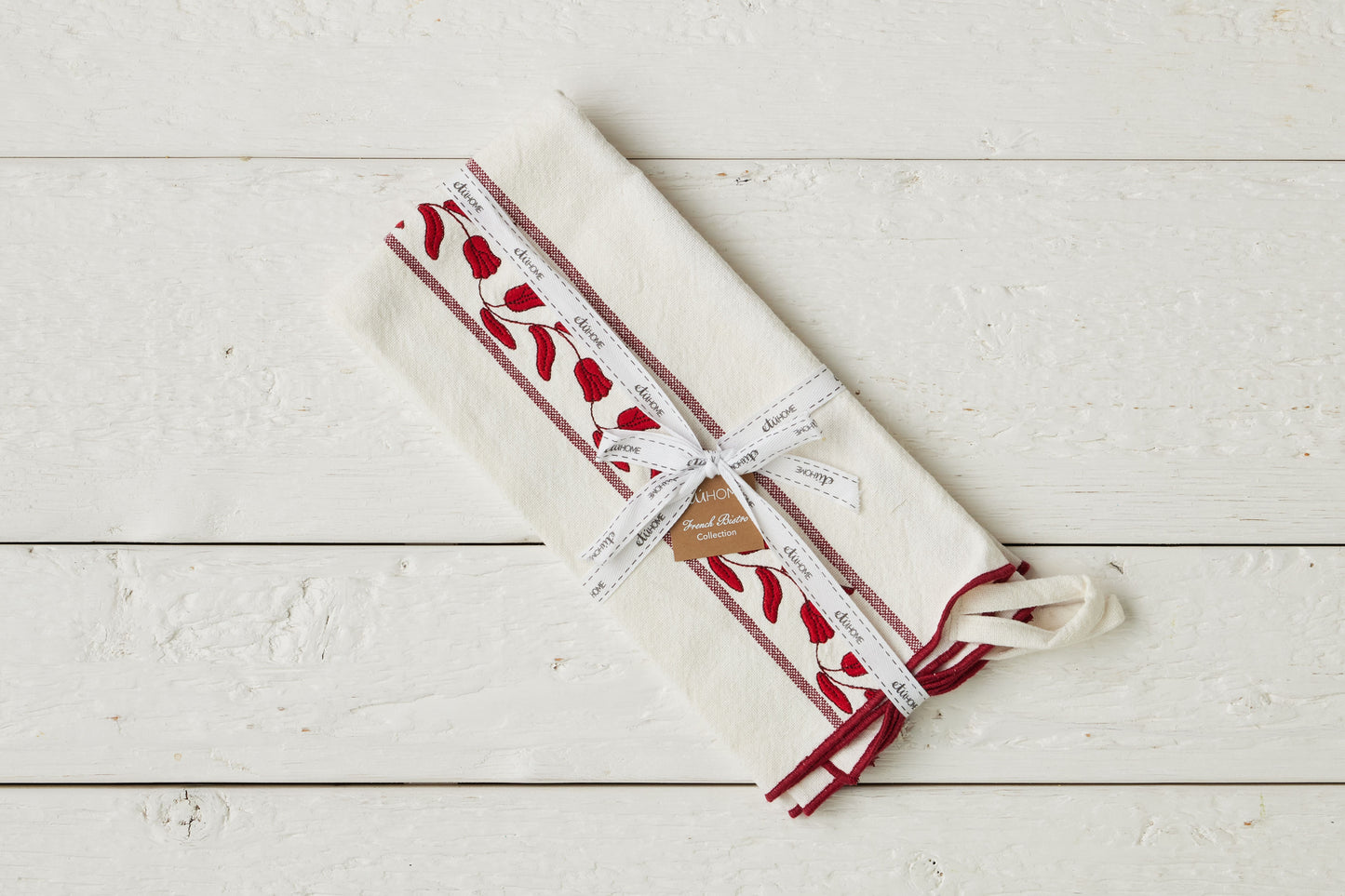 QMN114UR9 etuhome Kitchen Tea Towel Merlot Red Tulip Set of 2