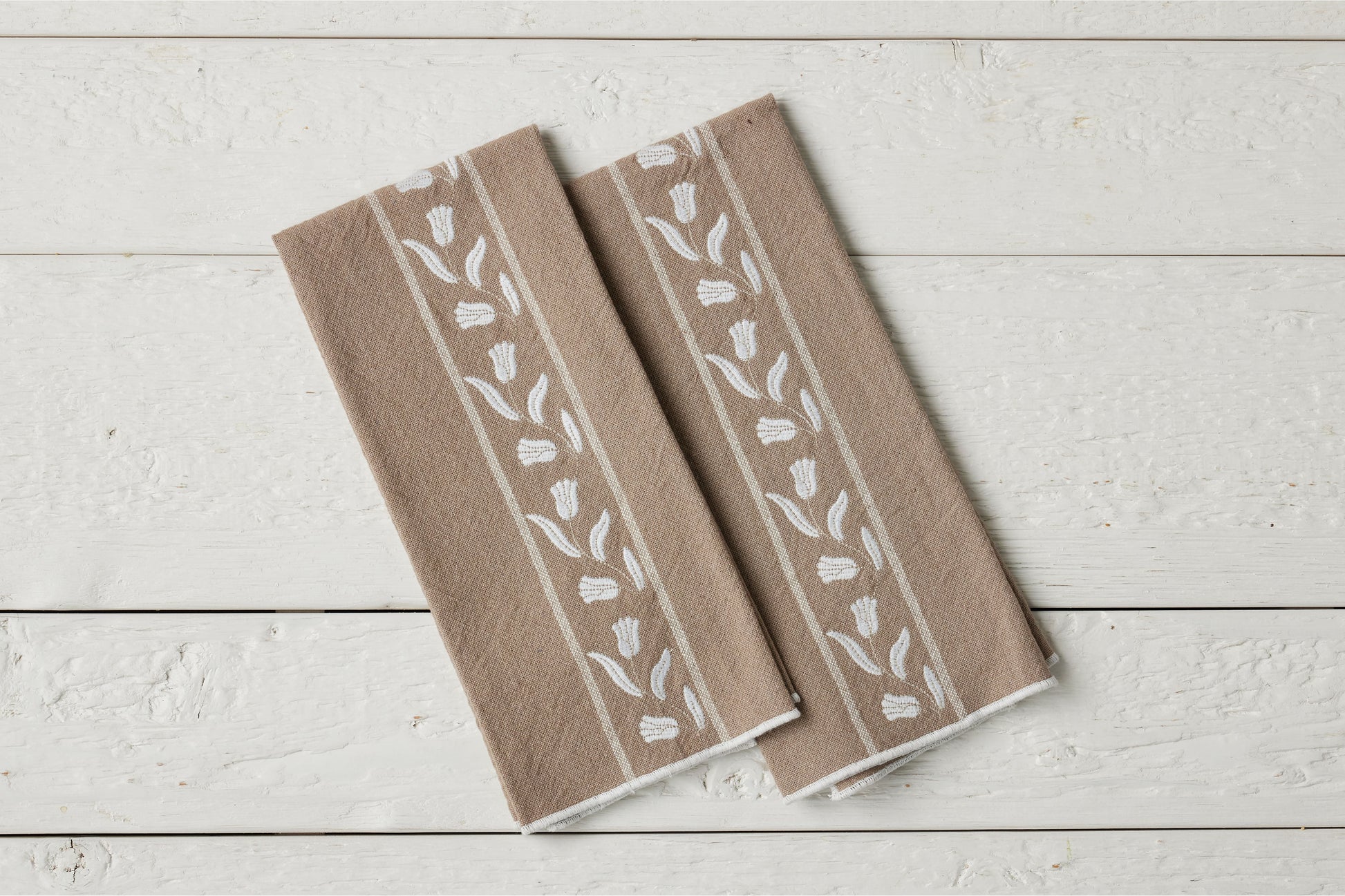 QMN114UW9 etuhome Kitchen Tea Towel White Tulip Set of 2