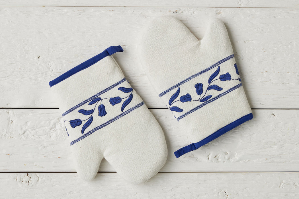 QMN116UB9 etuhome Oven Mitt Navy Blue Tulip Set of 2