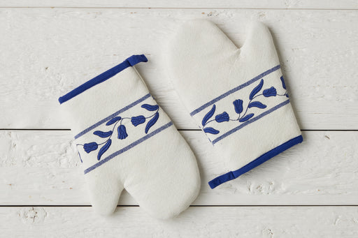QMN116UB9 etuhome Oven Mitt Navy Blue Tulip Set of 2