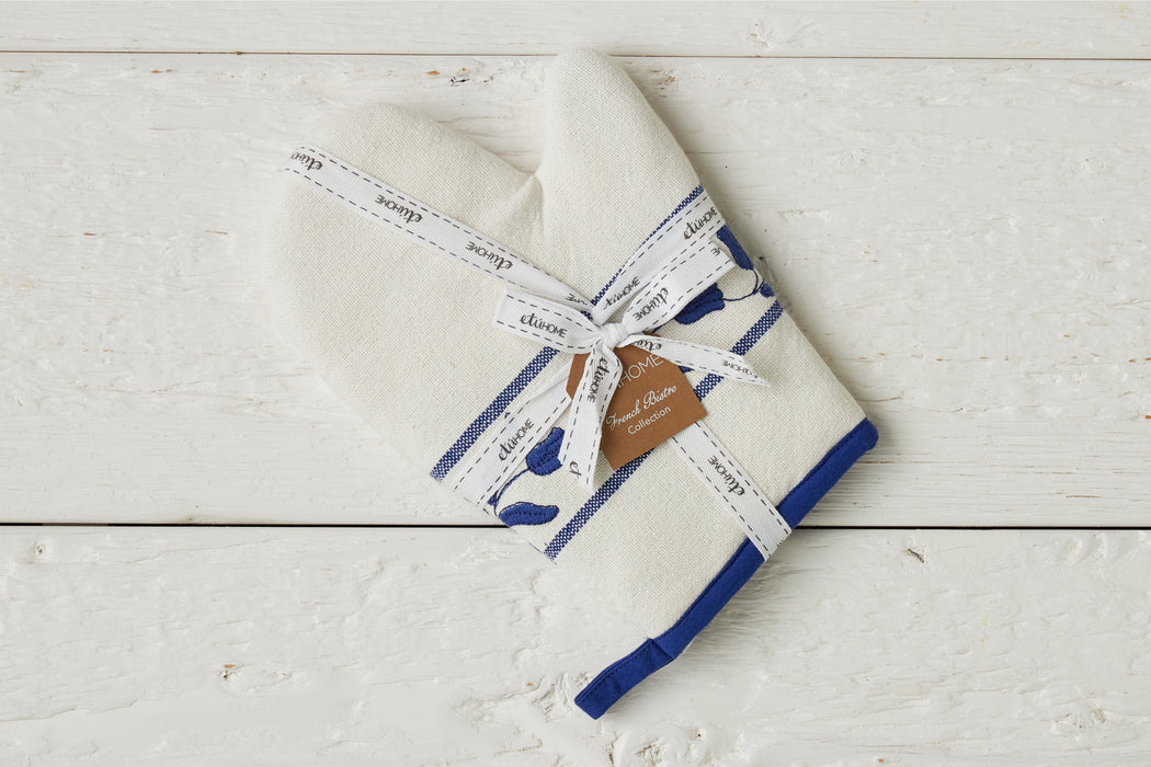 QMN116UB9 etuhome Oven Mitt Navy Blue Tulip Set of 2