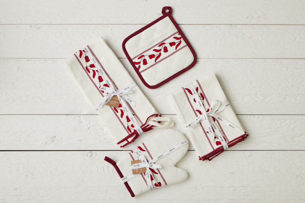 QMN116UR9 etuhome Oven Mitt Merlot Red Tulip Set of 2