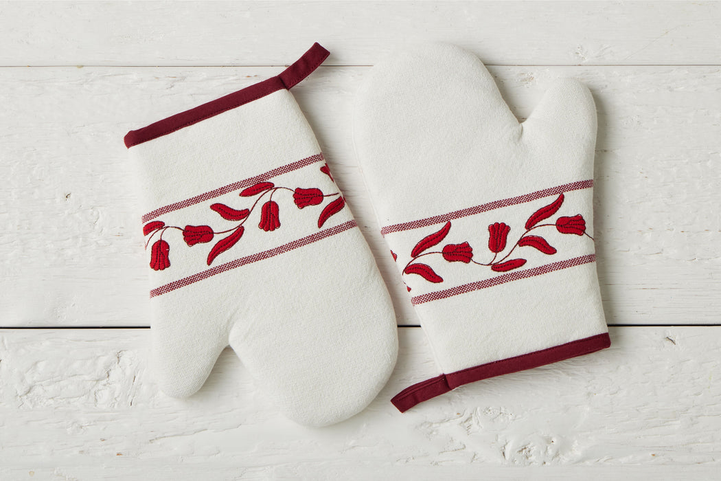QMN116UR9 etuhome Oven Mitt Merlot Red Tulip Set of 2