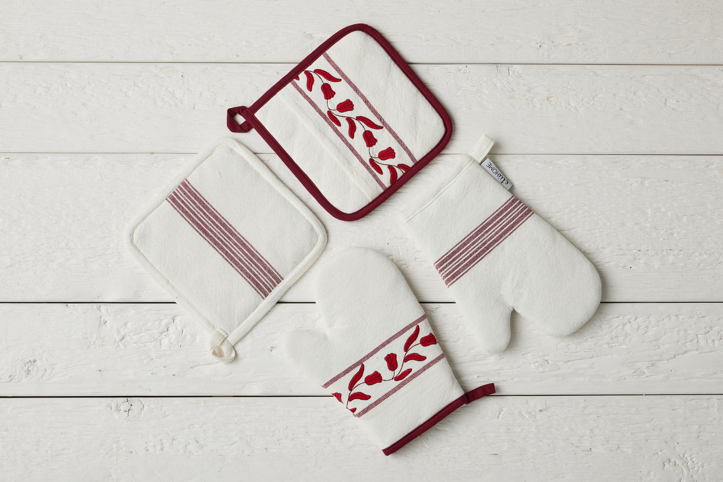 QMN116UR9 etuhome Oven Mitt Merlot Red Tulip Set of 2