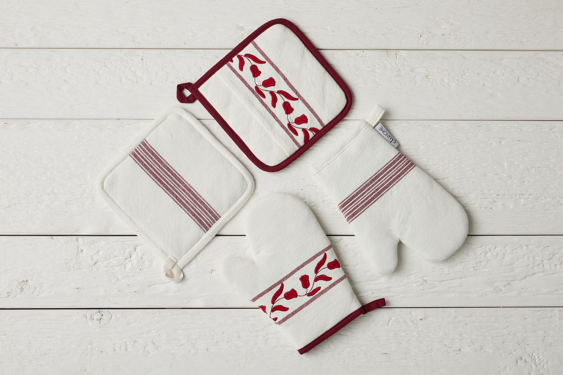 QMN116UR9 etuhome Oven Mitt Merlot Red Tulip Set of 2