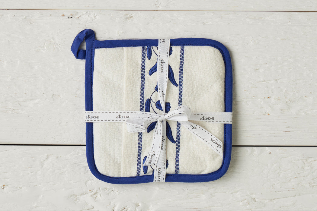 QMN117UB9 etuhome Pot Holder Navy Blue Tulip Set of 2