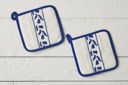 QMN117UB9 etuhome Pot Holder Navy Blue Tulip Set of 2