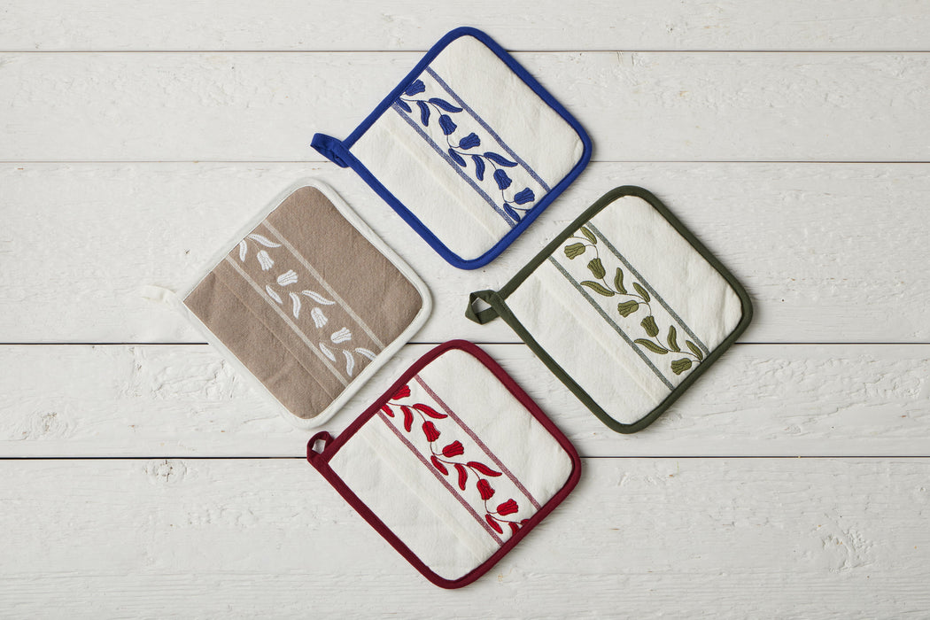 QMN117UB9 etuhome Pot Holder Navy Blue Tulip Set of 2