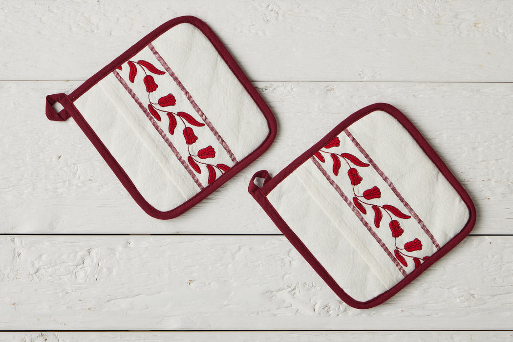 QMN117UR9 etuhome Pot Holder Merlot Red Tulip Set of 2