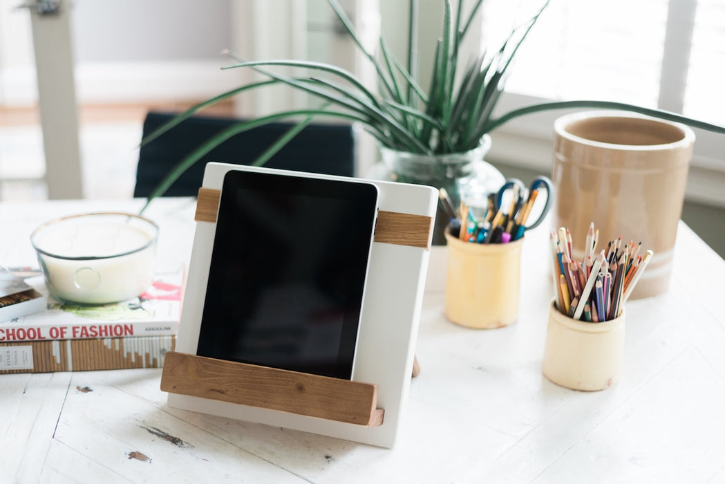 Modern iPad / Cookbook Holder, White
