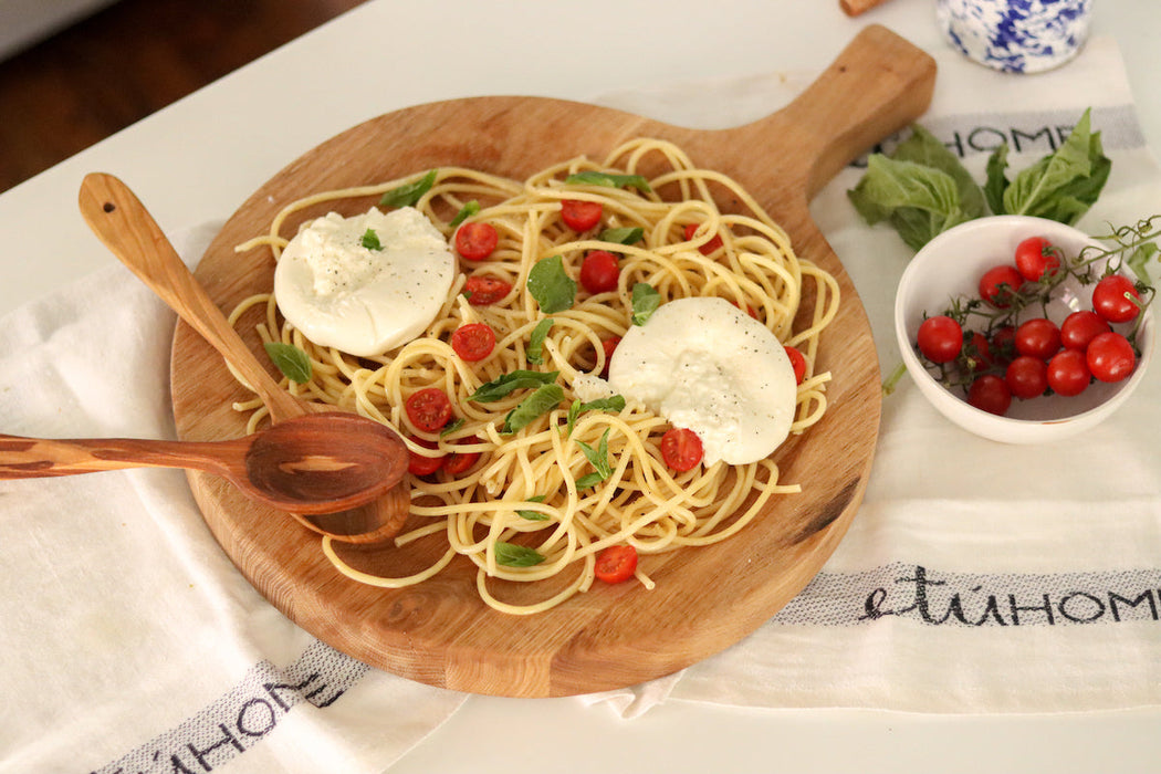 Italian Cutting Board Bowl with Mezzaluna Set, Large