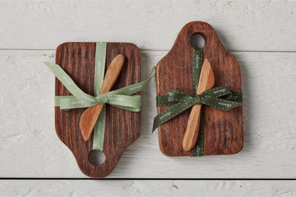 RMN218ANG4 etuhome Mini Natural Appetizer Board with Spreader Sage Ribbon