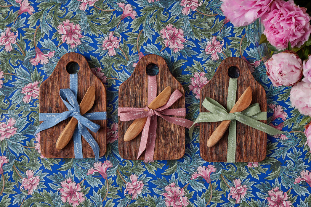 RMN218ANG4 etuhome Mini Natural Appetizer Board with Spreader Sage Ribbon