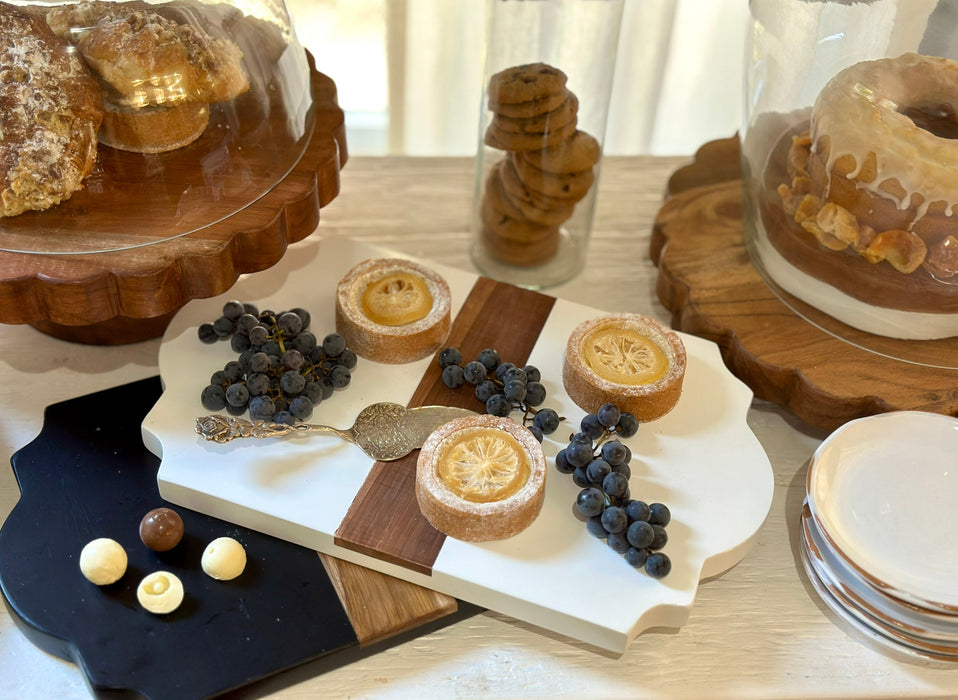 RMN255EW2 etuhome Trefoil Wood Cheese Board Charger White