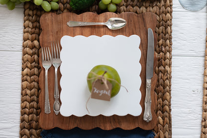 Scalloped Appetizer Cheese Board, White/Natural, Set of 2