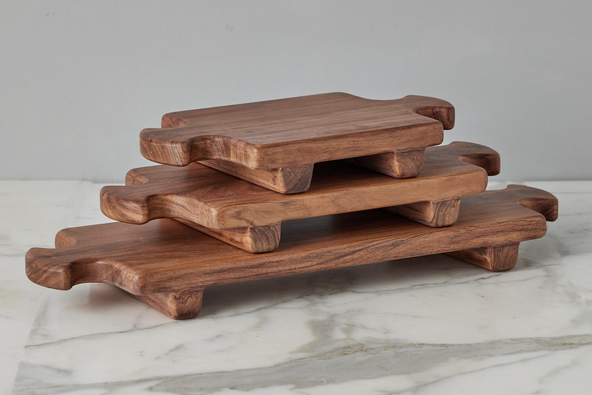 Normandy Wood Riser Footed Tray, Small