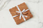 Square Scalloped Cheese Board with Spreader, Small, Natural