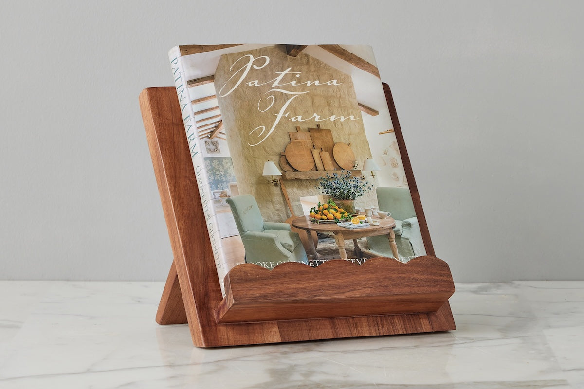 Scalloped Wood Book Stand, Natural