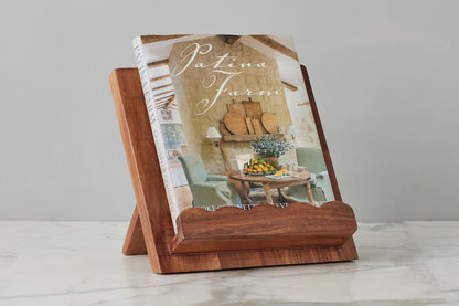 Scalloped Wood Book Stand, Natural