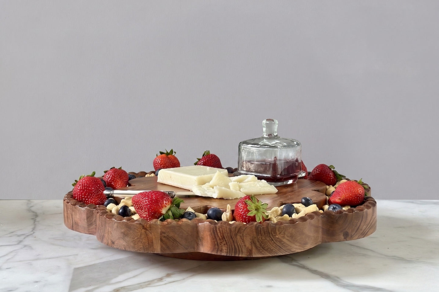 Vintage English Bread Board, Scalloped Lazy Susan