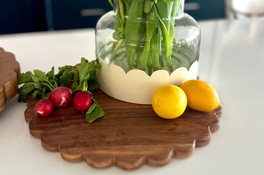 Scalloped Cutting Board Charger, Large Round