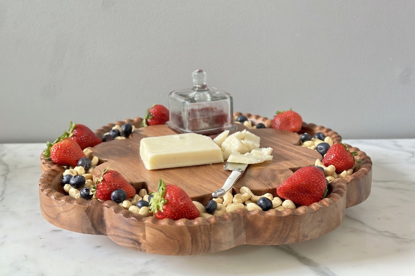 Vintage English Bread Board, Scalloped Lazy Susan