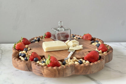 Vintage English Bread Board, Scalloped Lazy Susan