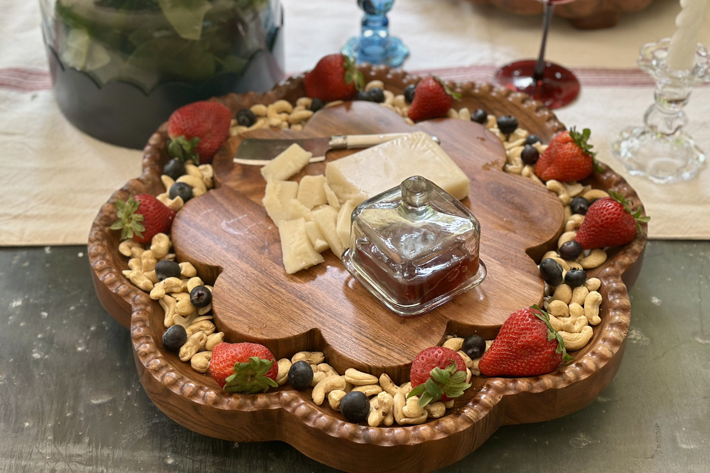 Vintage English Bread Board, Scalloped Lazy Susan
