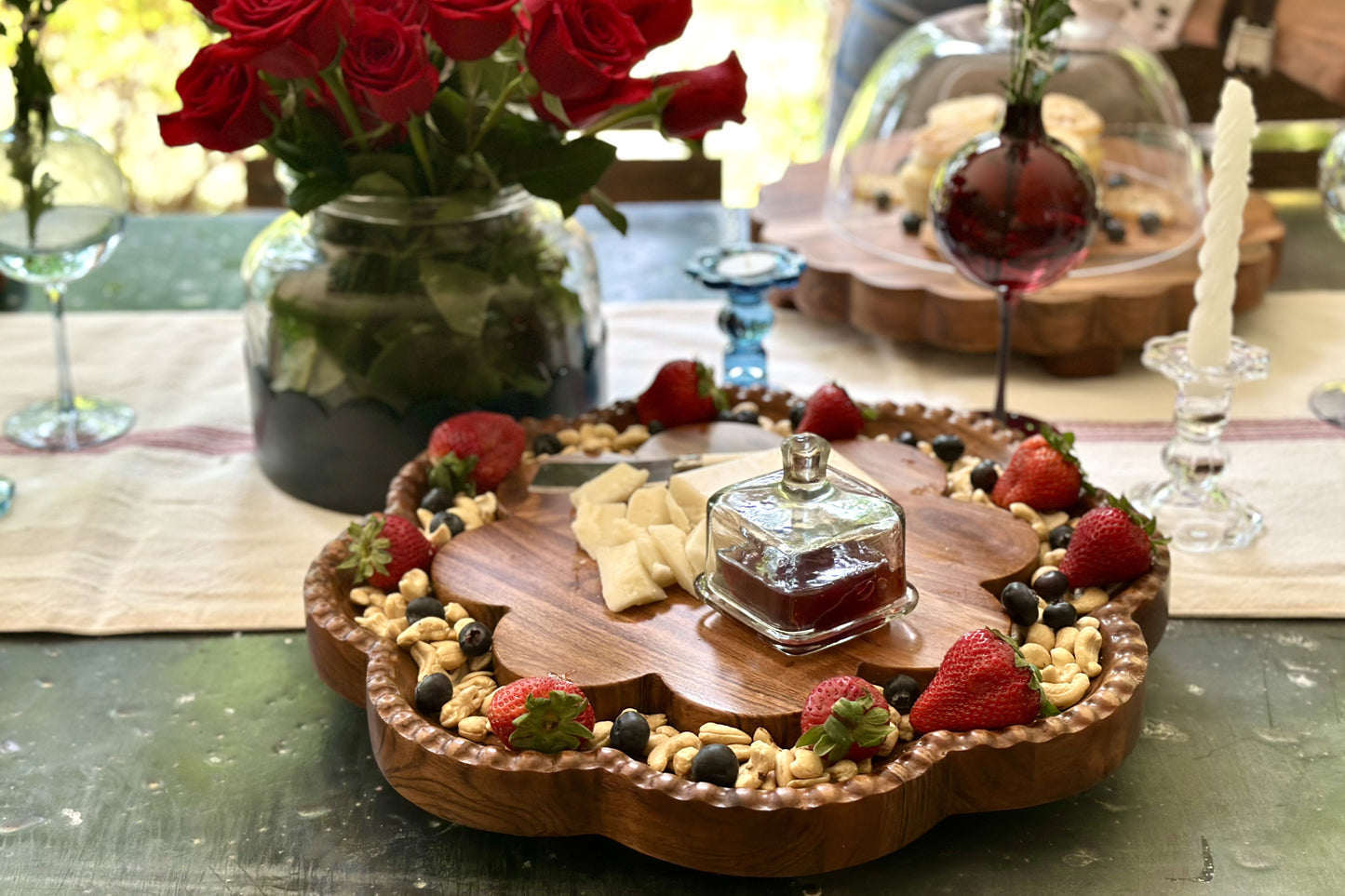 Vintage English Bread Board, Scalloped Lazy Susan