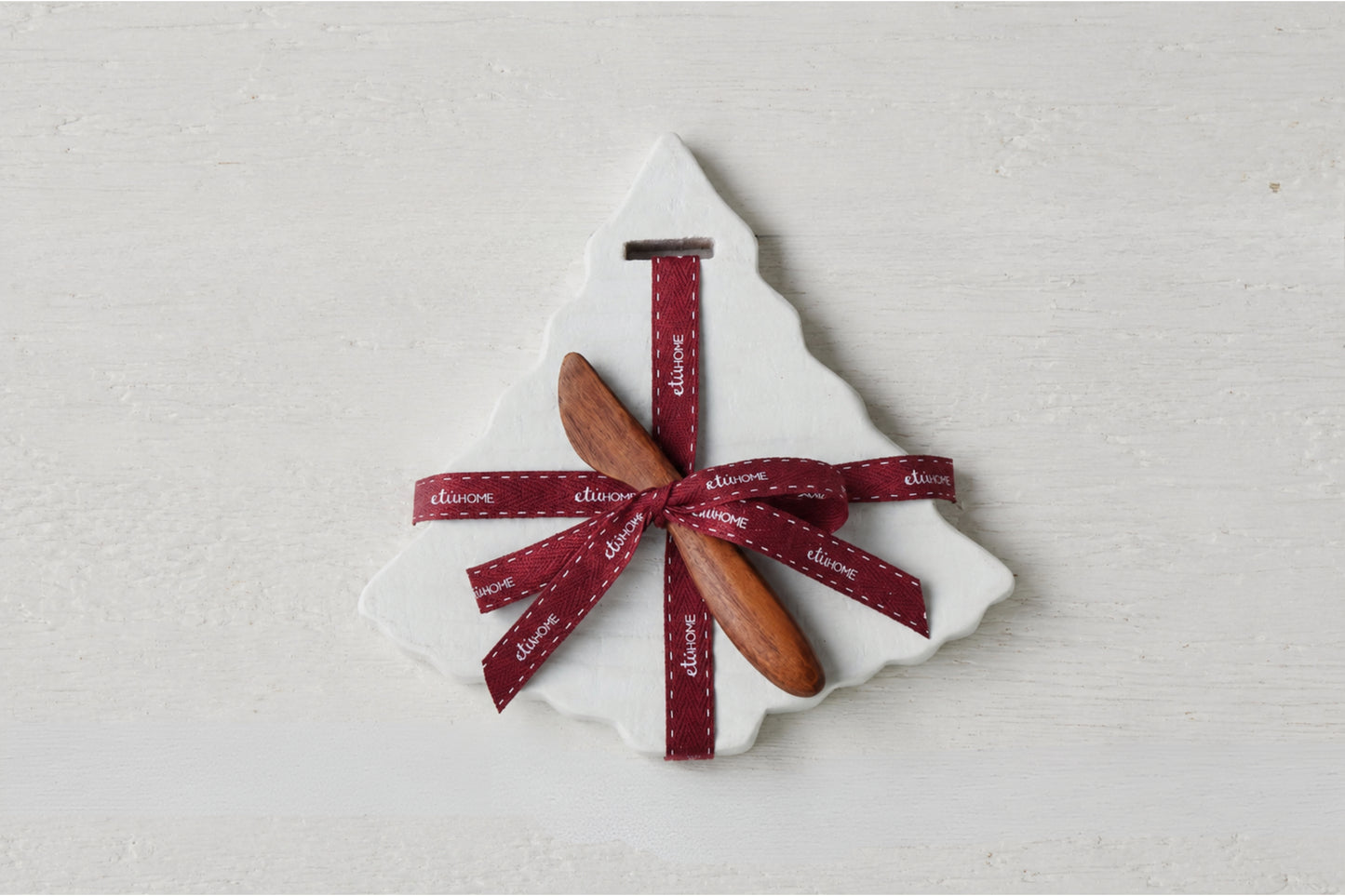 Mini Tree Board, White, Merlot Ribbon