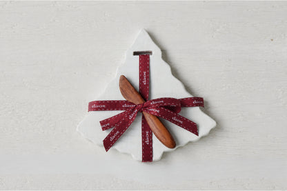 Mini Tree Board, White, Merlot Ribbon