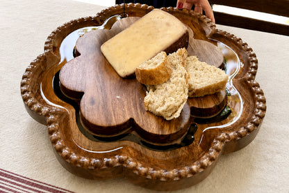 Vintage English Bread Board, Scalloped Lazy Susan