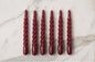 Lacquered Twisted Taper Candles, Merlot, Set of 6