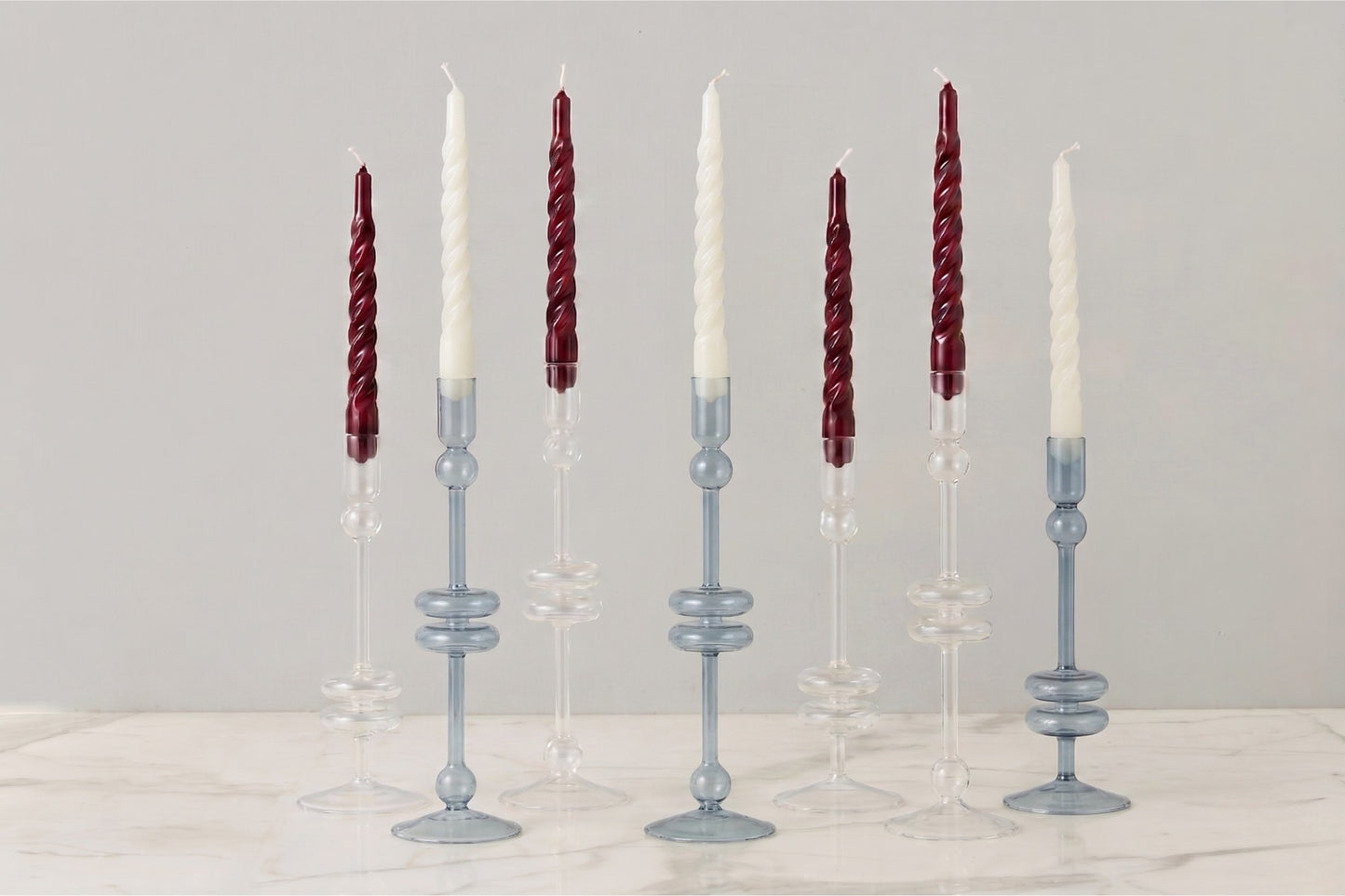 Lacquered Twisted Taper Candles, Merlot, Set of 6
