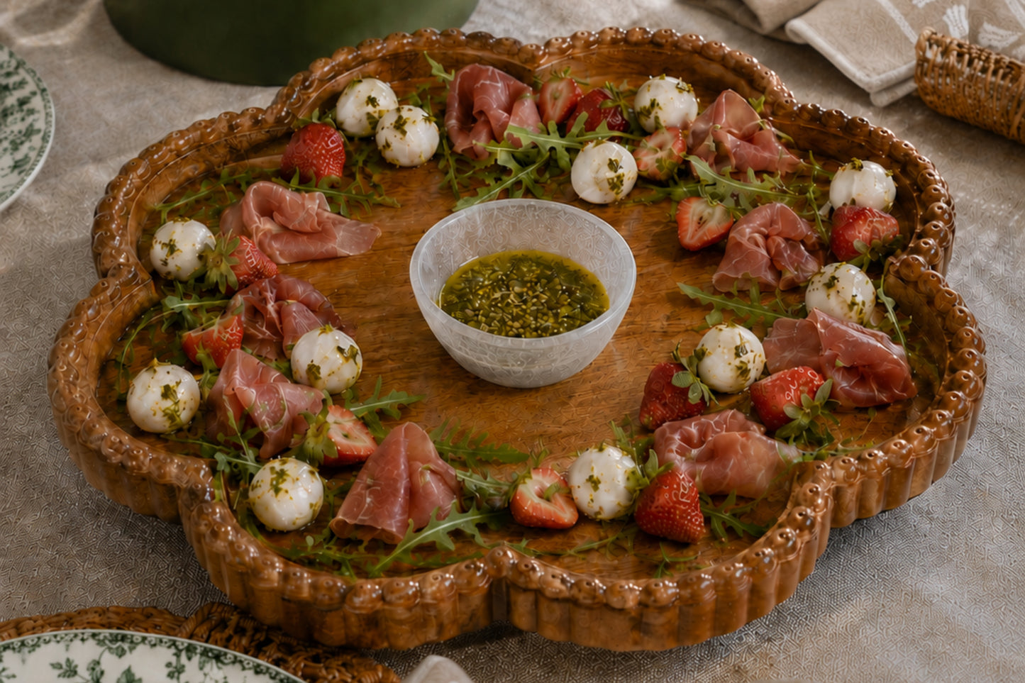 Vintage English Bread Board, Scalloped Lazy Susan