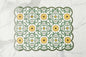 Scalloped Floor Mat, Rectangle, Sage and Yellow (24" x 32")