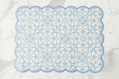 Scalloped Floor Mat, Rectangle, Denim and White (24" x 32")