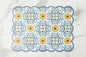 Scalloped Floor Mat, Rectangle, Denim and Yellow (24" x 32")