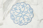 Scalloped Placemat, Round, Denim and White