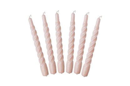 Lacquered Twisted Taper Candles, Blush, Set of 6