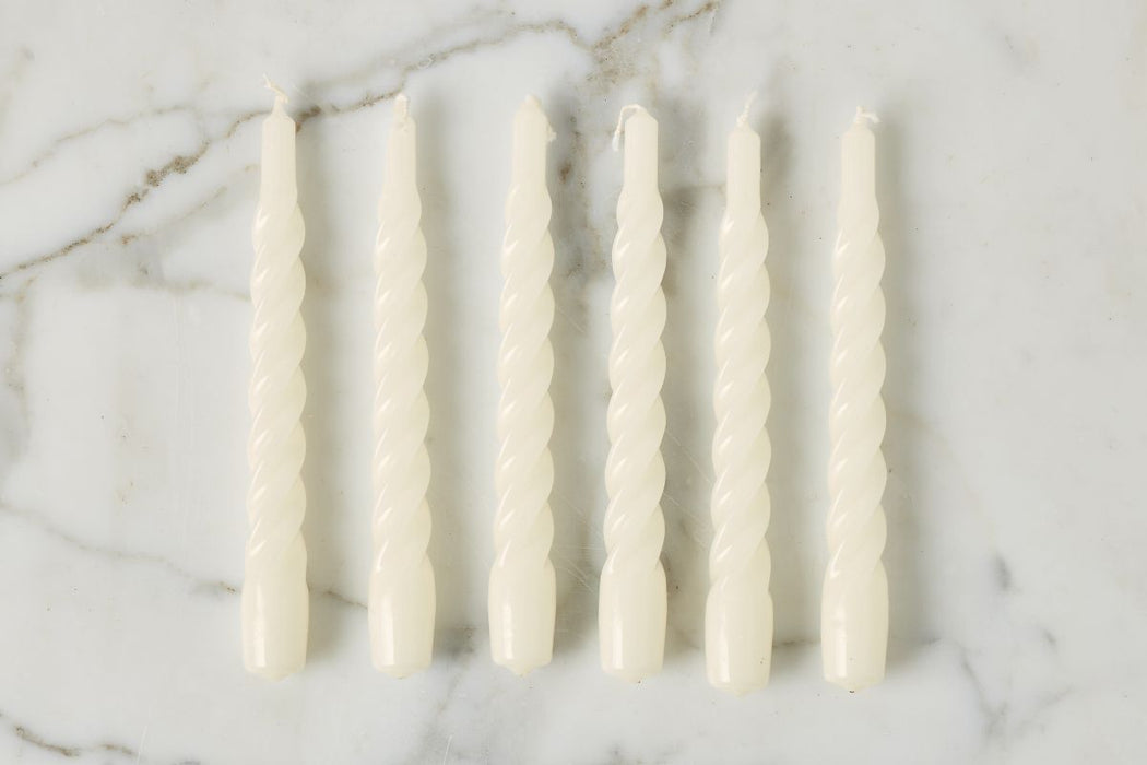 Cream Twisted Taper Candles, Set of 6