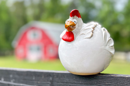 Ceramic Country French Hen, Large, White